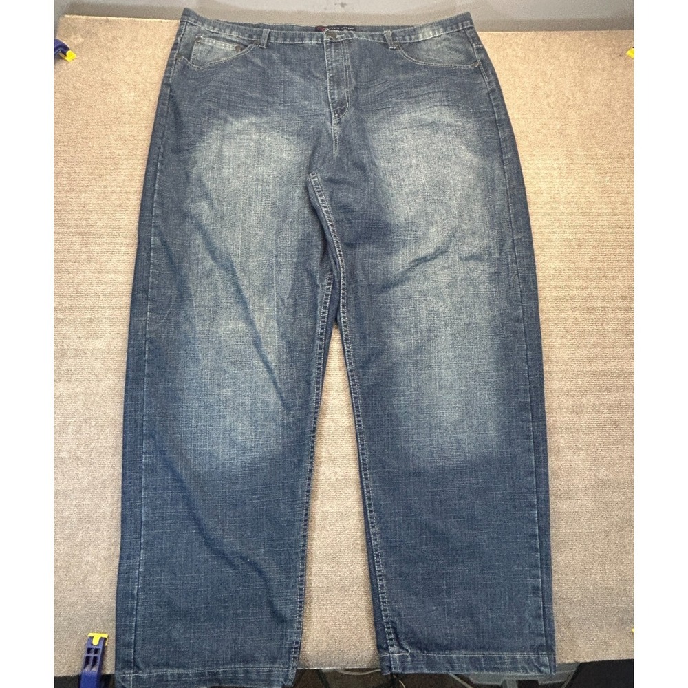 Brooklyn Xpress Baggy Jeans Men's 46x34 Blue Wide Leg Embroidered Flap Pockets